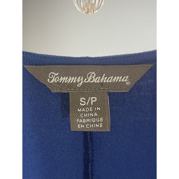 Tommy Bahama Long Sleeve V Neck Twist Front Modal Blend Maxi Dress Navy Blue S/P - Picture 2 of 7